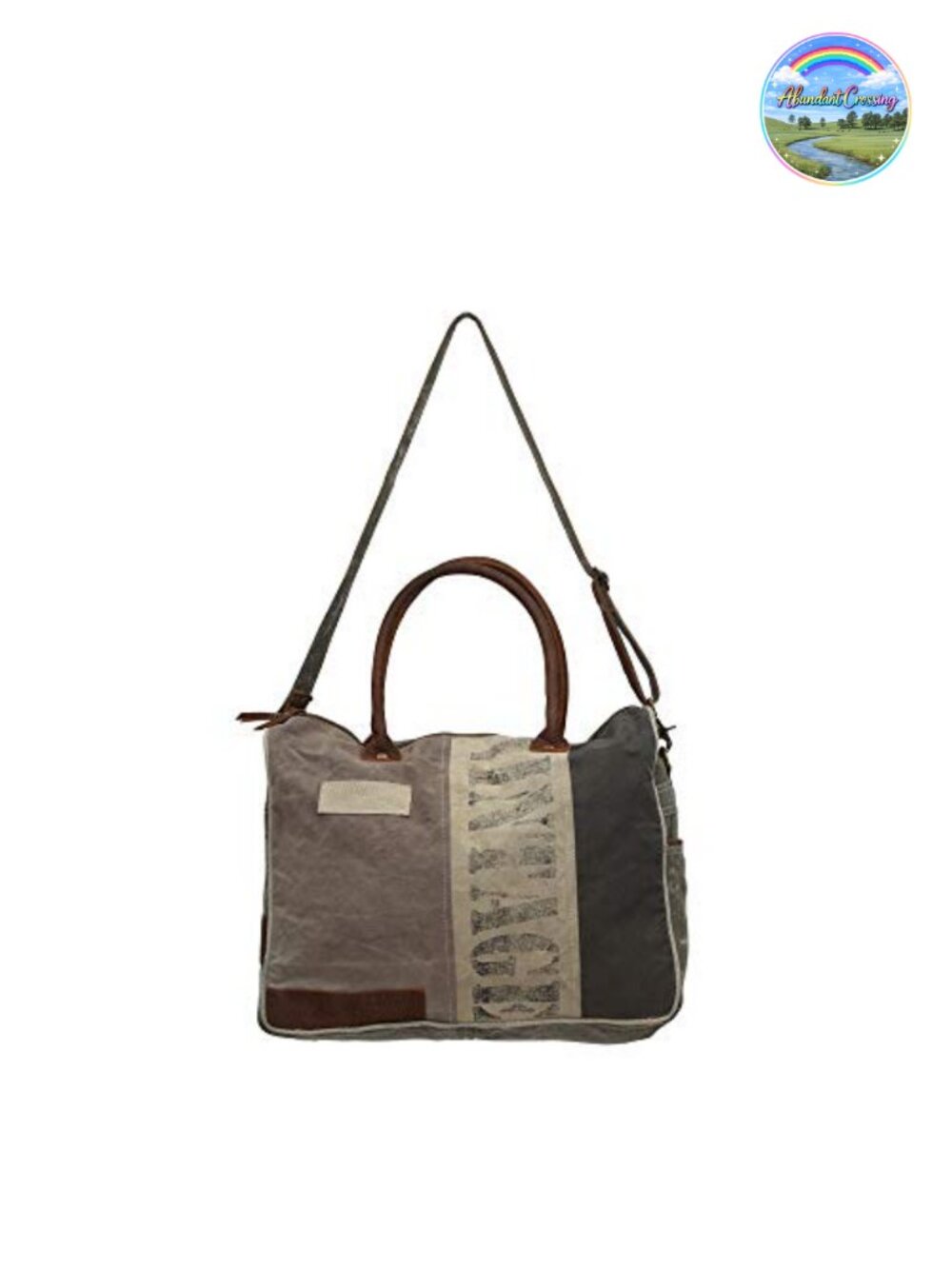 Canvas Crossbody Purse with Leather Strap - Eco-Friendly Upcycled Handbag